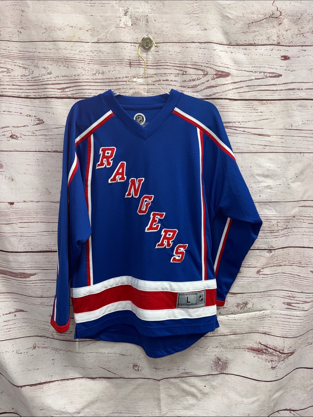 Blue Rangers Hockey Jersey - Youth Long Sleeve Top Size Large